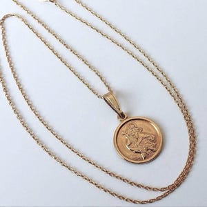 18ct Gold over Sterling Silver St Christopher Pendant Necklace.