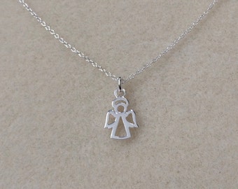 Sterling Silver Guardian Angel Pendant Necklace.