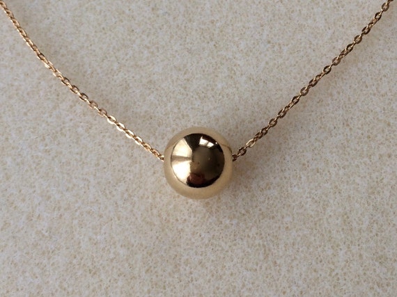 ★PEARLY MORE★ Daily Slide Ball Necklace 18ct Gold Over Sterling Silver Sphere Ball Slider Pendant