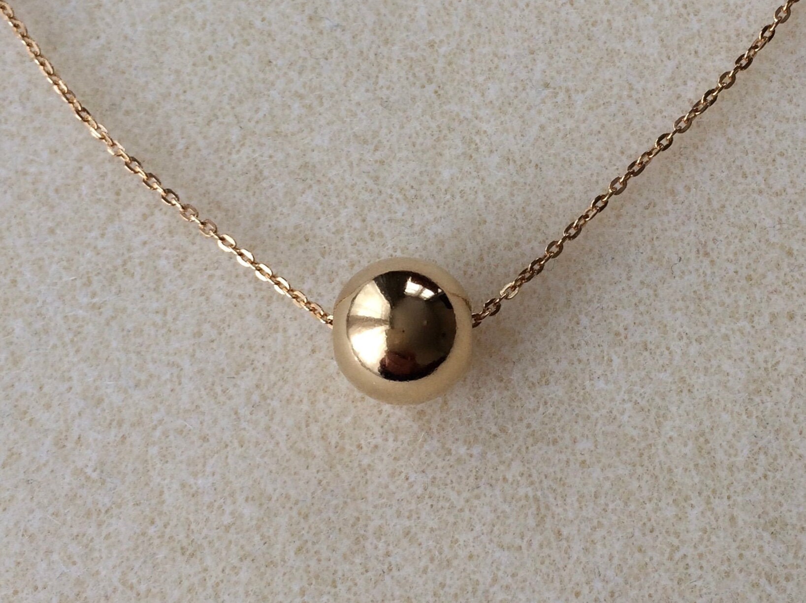 ネックレス・ペンダント 18K Gold Bead on Silver Flattened Ball Pendant 18ct Gold Over Sterling Silver Sphere Ball Slider Pendant