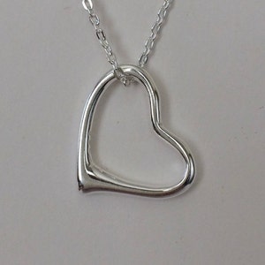 Sterling Silver Floating Heart Pendant Necklace.