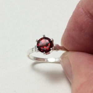 Sterling Silver Garnet Gemstone Ring, January Birthstone Size UK L.