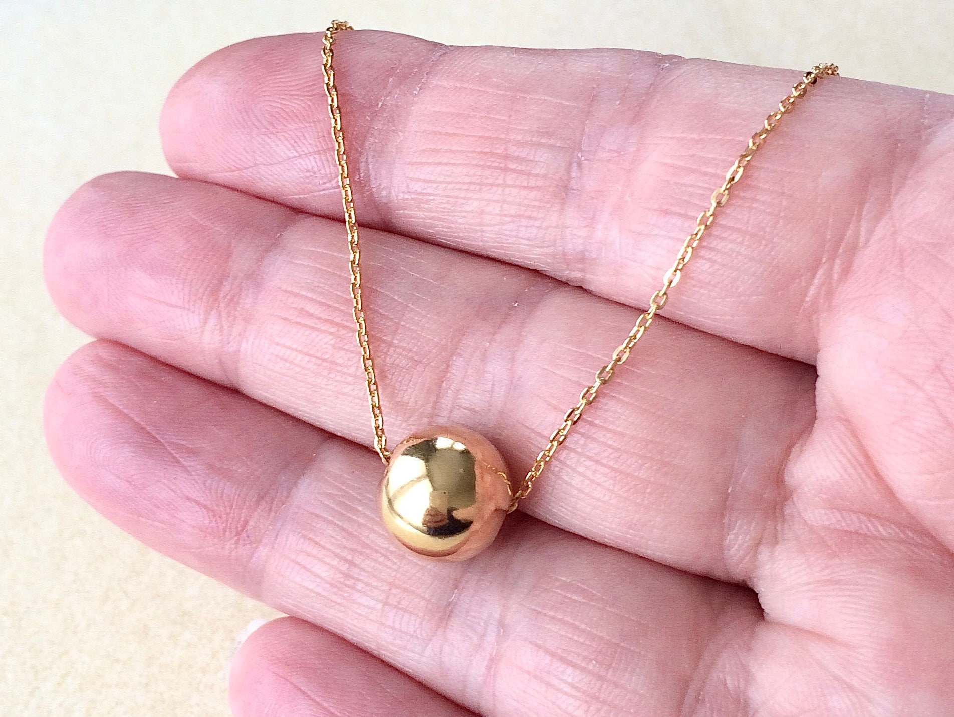18ct Gold Over Sterling Silver Sphere Ball Slider Pendant