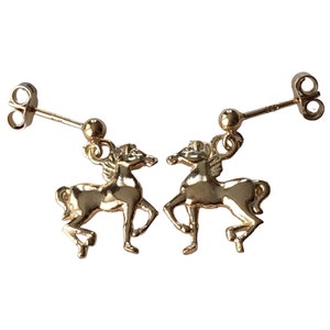 18ct Gold over Sterling Silver Horse Pony Dangle Drop Earrings