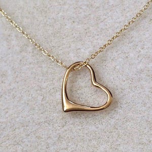 18ct Gold over Sterling Silver Floating Heart Pendant Layering Necklace. image 1