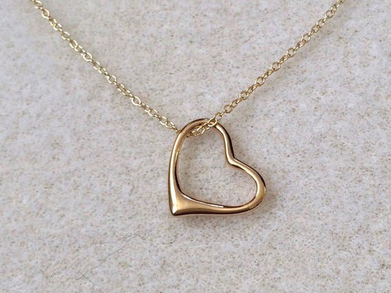 18ct Gold over Sterling Silver Floating Heart Pendant Layering Necklace.