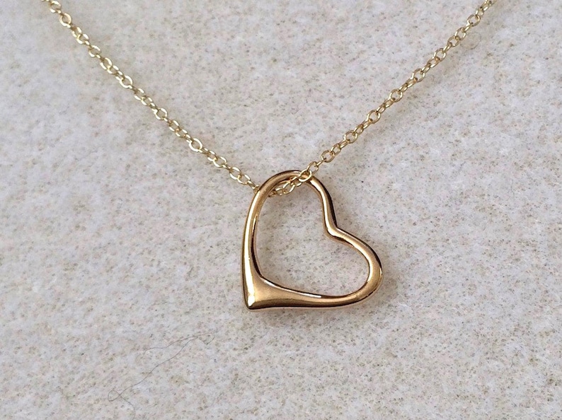 18ct Gold over Sterling Silver Floating Heart Pendant Layering Necklace. image 1