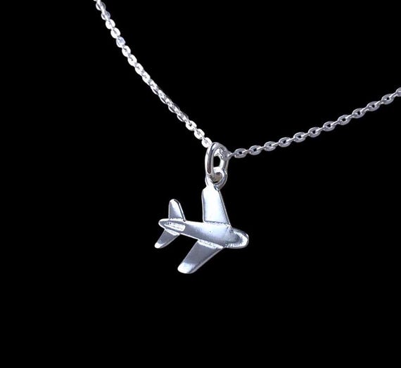 Sterling Silver Jet Plane Aeroplane Pendant Necklace. - Etsy