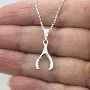 Sterling Silver Lucky Wishbone Pendant Necklace.