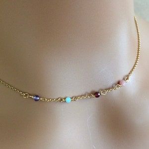18ct Gold over Sterling Silver Multi Gemstone Choker Necklace.