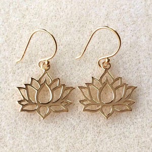 18ct Gold over Sterling Silver Lotus Flower Drop Earrings.
