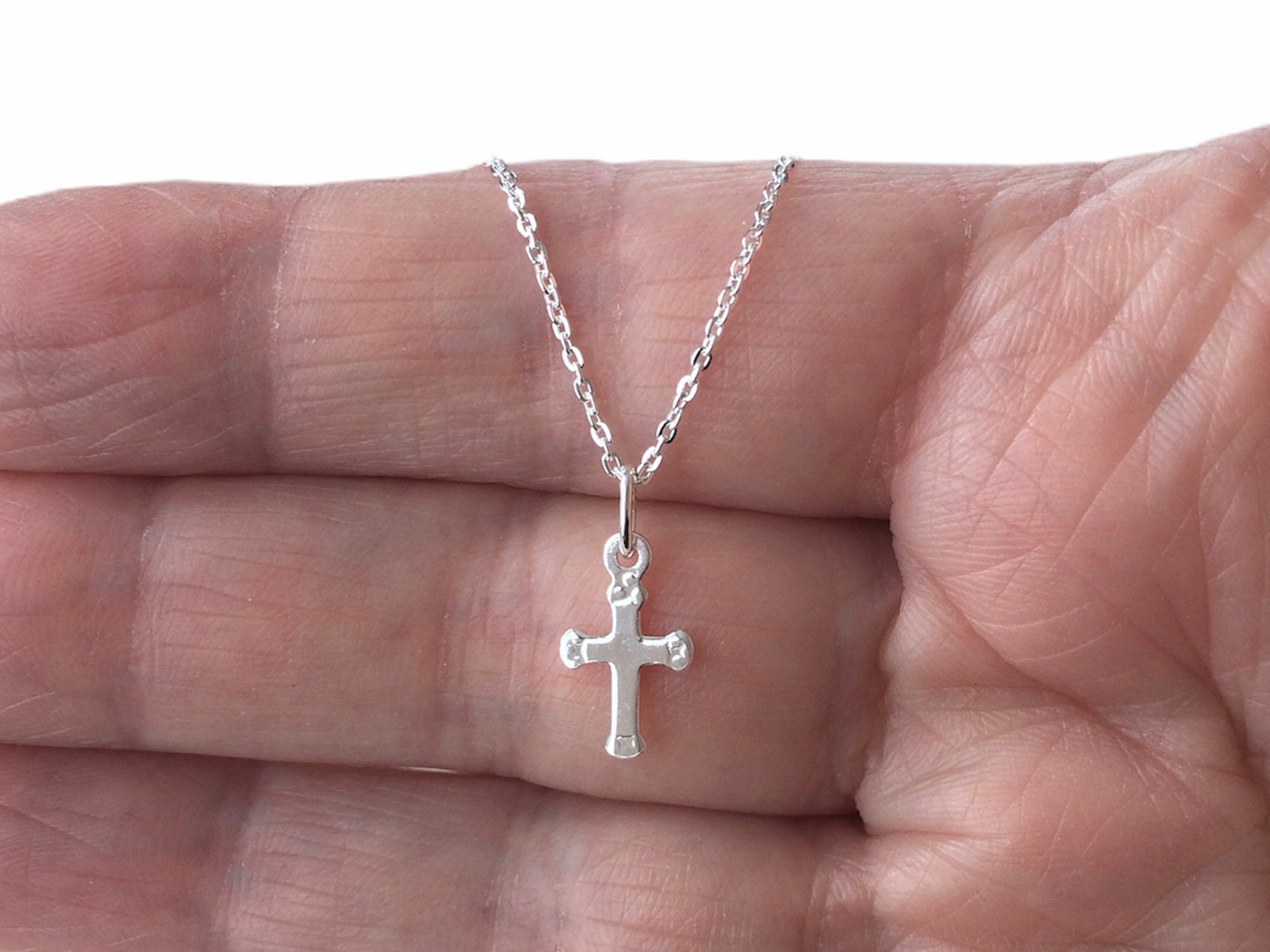 Sterling Silver Tiny Gothic Cross Charm 