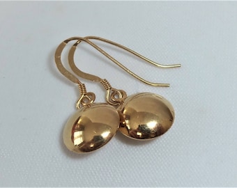 18ct Gold over Sterling Silver 2D Puffed Ball Drop Earrings.