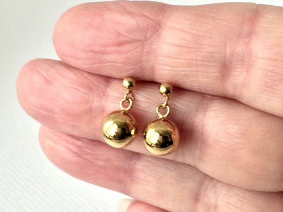 ◇MIDNIGHT MOMENT.◇ one ball earring gold Gold Ball Earrings, Gold Dome Earrings, Chunky Ball Earrings