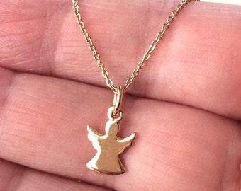 18ct Gold over Sterling Silver Mini Angel Pendant Necklace.