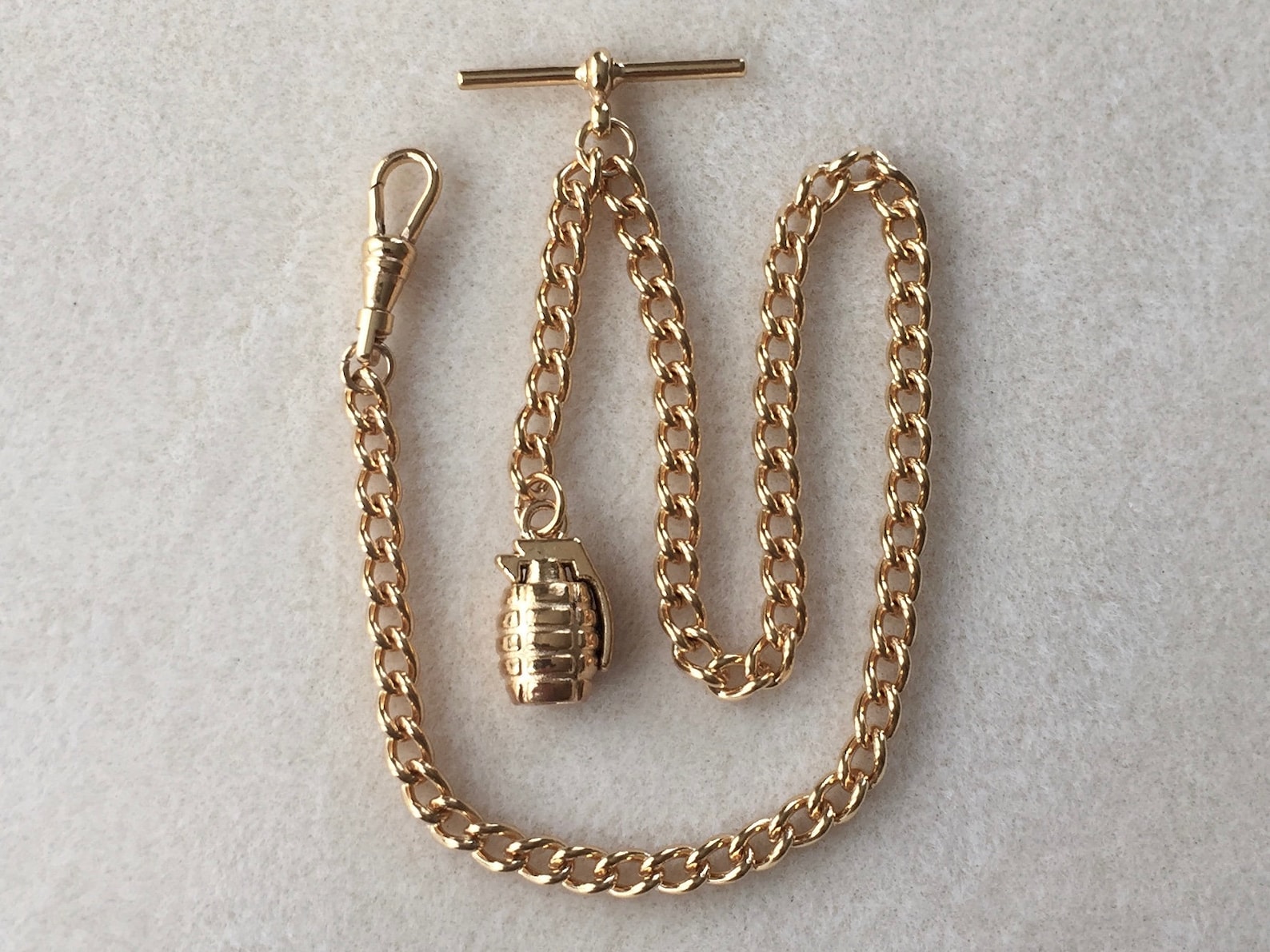 Gold Plated Albert Pocket Watch Chain Hand Grenade Fob. Etsy