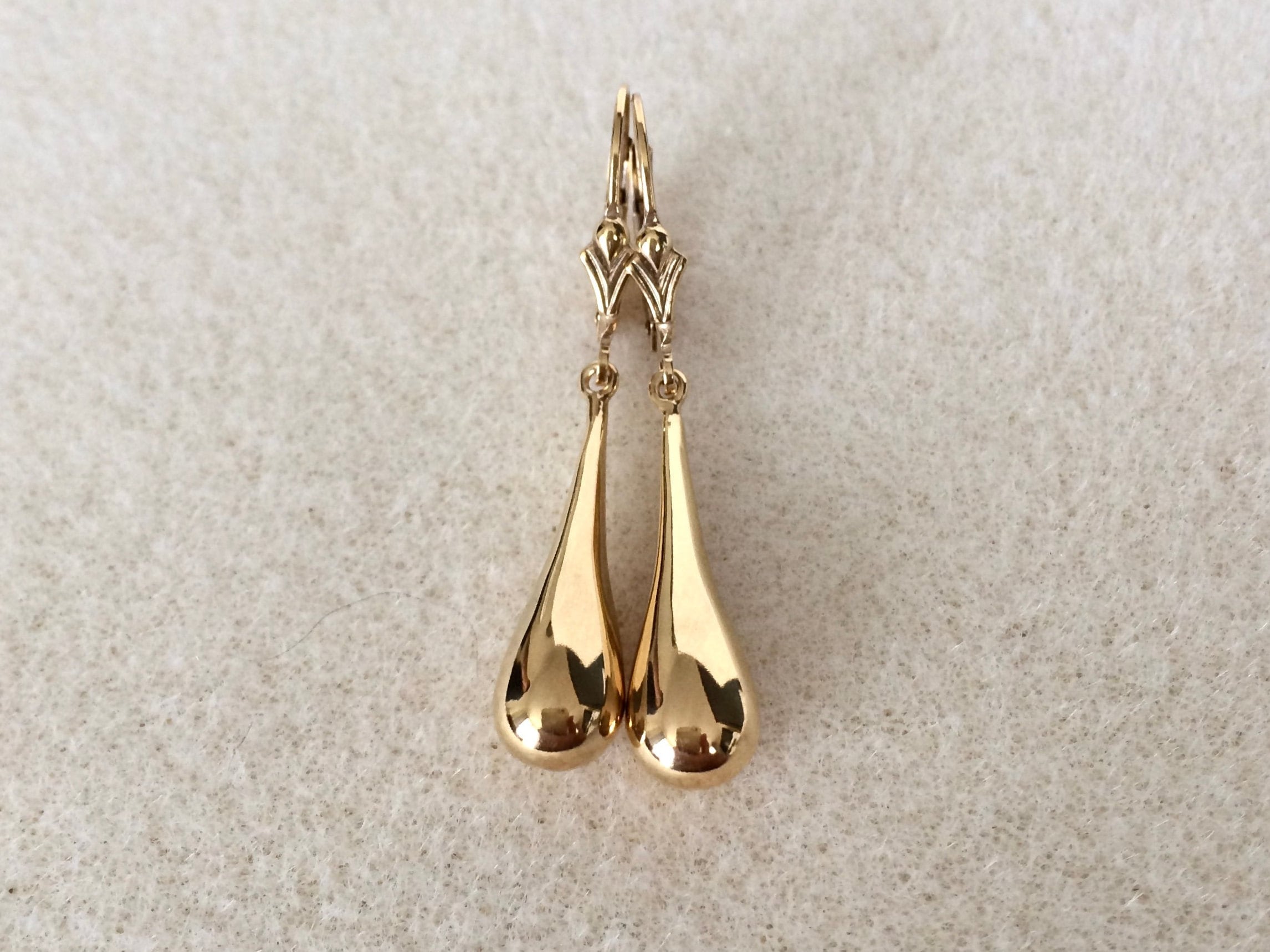 Boucles D'oreilles Pendantes En Argent 925 - Disques 18x60 Mm, Dormeuses - Occasion