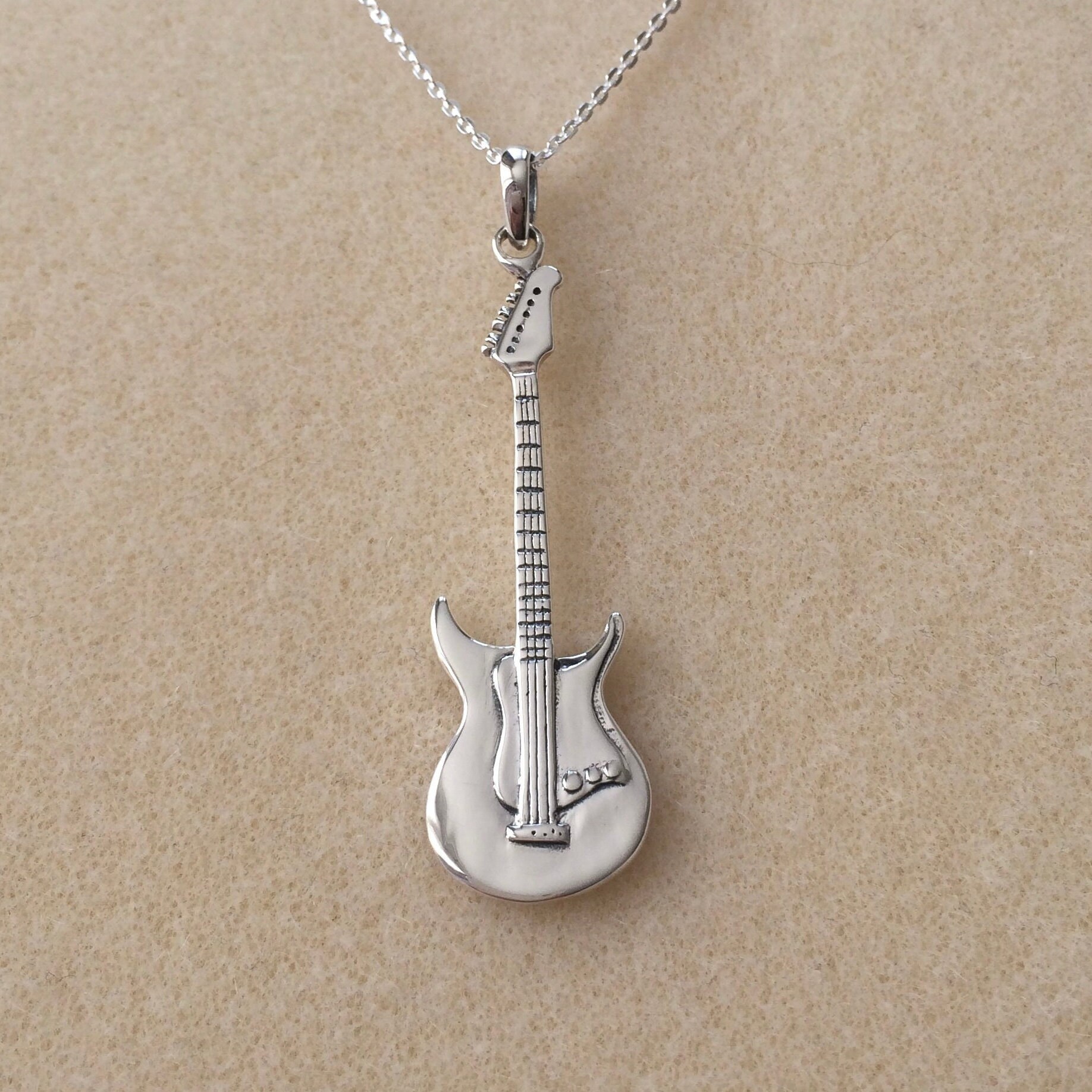 Sterling silver deals guitar necklace