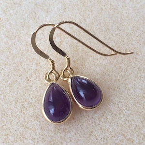 18ct Gold over Sterling Silver Amethyst Teardrop Earrings.