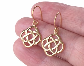 18ct Gold over Sterling Silver Celtic Infinity Drop Earrings.