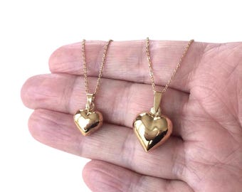 18ct Gold over Sterling Silver Puffed Heart Pendant Necklace