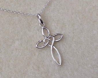 Sterling Silver Infinity Heart Cross Pendant Necklace.