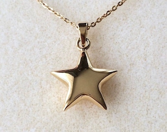 Big Star Necklace Puffed Star Pendant Oval Chain Stainless