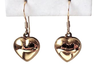 18ct Gold over Sterling Silver Puffed Heart Earrings.