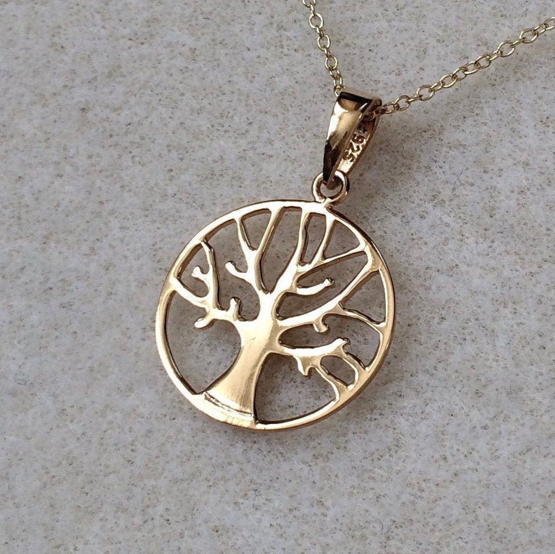18ct Gold Over Sterling Silver Tree of Life Pendant Necklace. - Etsy