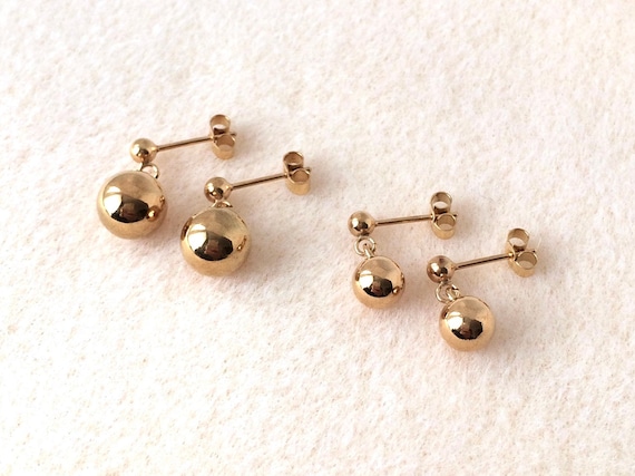 18ct Gold Over Sterling Silver Ball Drop Stud Earrings. - Etsy