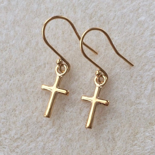 Gold Cross Earrings Etsy
