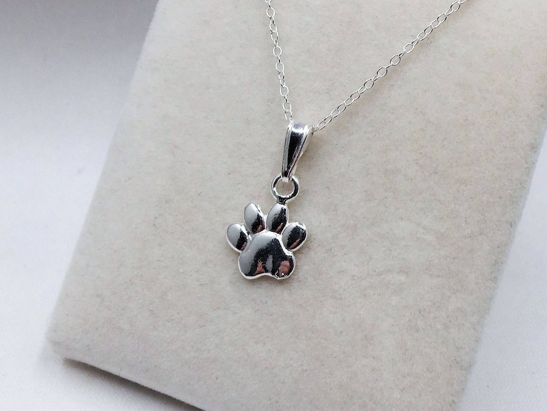 925 Sterling Silver Paw Print Charm Pendant & Chain Necklace. afbeelding 2