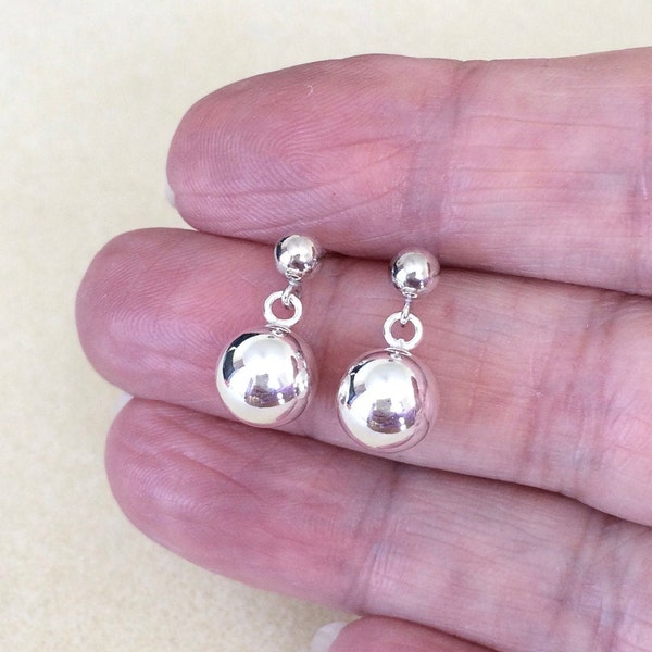 Silver Ball Earrings Etsy UK