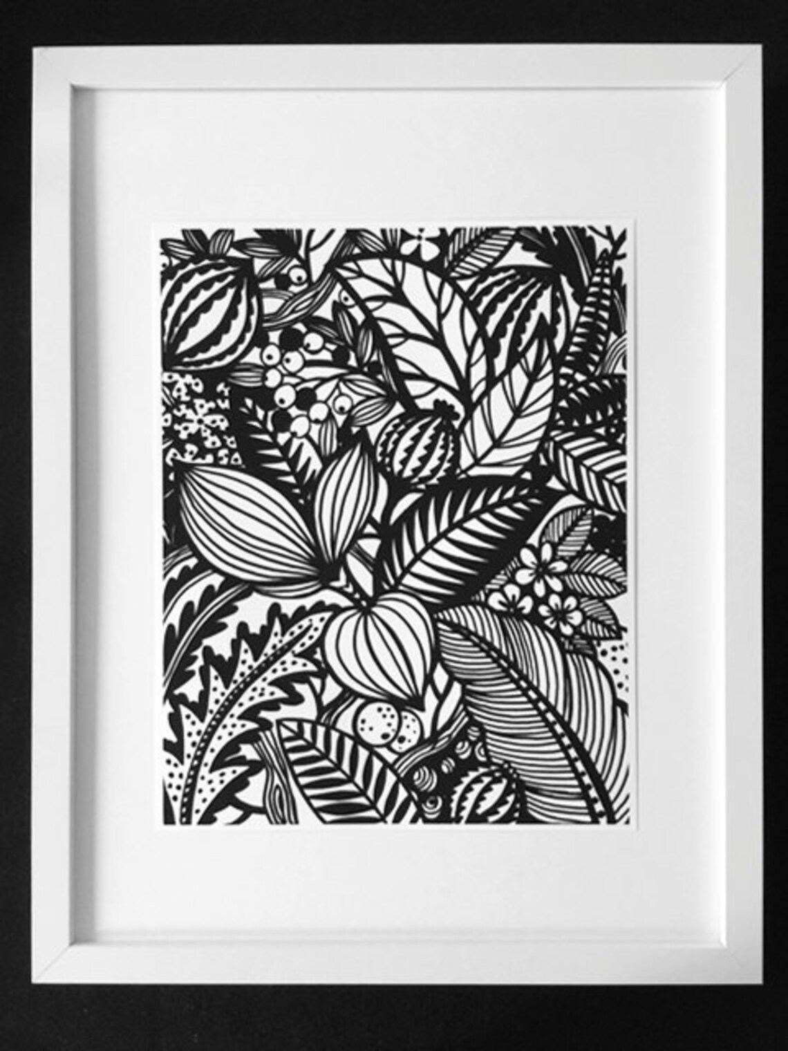 Black and white Jungle Print wall art illustration coloring Etsy