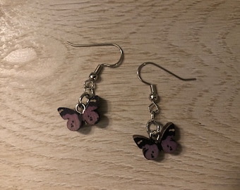 Purple Butterfly Earrings