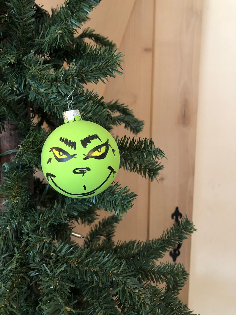 Hand Painted Grinch Christmas Ornament image 1