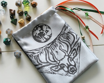 Moon Stag Tarot Bag: Hart Pagan Altar, Cernunnos Tarot Pouch, Herne Runes Bag Celtic Deer Wiccan Altar, Wicca Witchcraft, Full Moon Dice Bag
