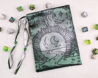 Moon Gate Pouch: Tarot Bag, DnD Dice Bag, Pagan Altar, Crescent Moon Magick Tarot Pouch, Rune Bag, Star, Lunar Garden, Asia, Chinese Culture