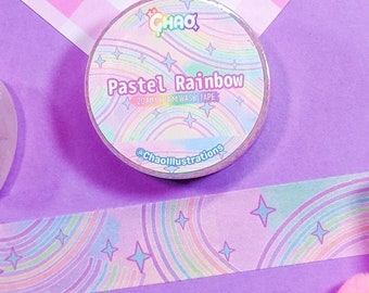 Pastel Rainbow Washi tape 10m length 20mm wide, Japanese decorative journal stationary planner tape