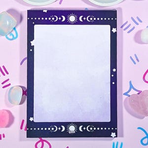 Bloc de notas con las fases celestes del Sol y la Luna (tamaño A6)