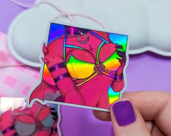 Succubus lingerie devil harness holographic Vinyl Sticker