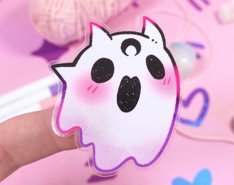 Happy Ghost friend Kawaii Clear transparent Vinyl clear Sticker