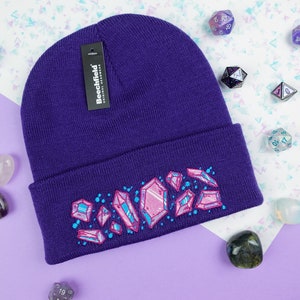 Magical Crystals Witchy vibes Occult Beanie hat in Purple