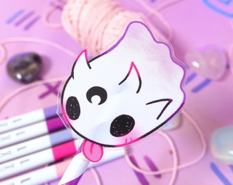 Blep Ghost friend Kawaii Clear transparent Vinyl clear Sticker