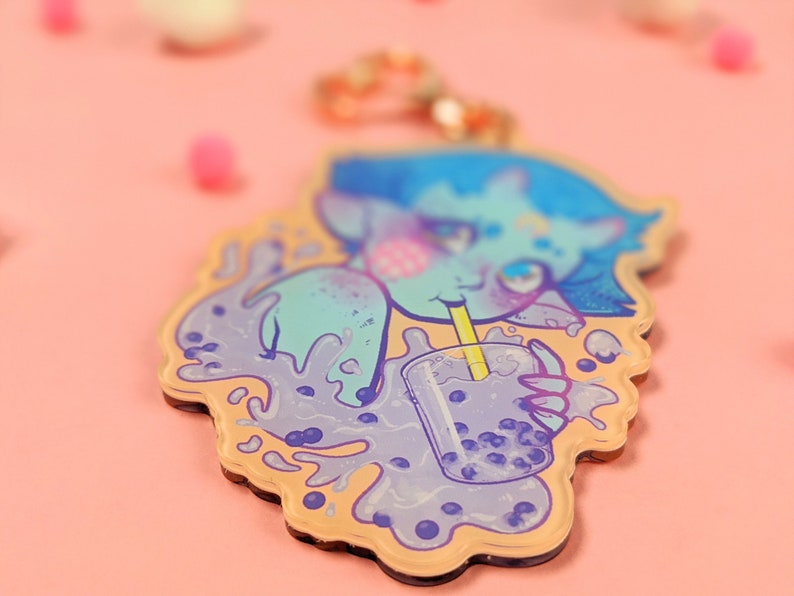 Amai Bubble Tea Boba Kawaii Pastel Double Sided Acrylic Ita Etsy
