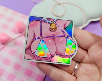 Cow Bikini Anime Waifu holographic Vinyl Sticker