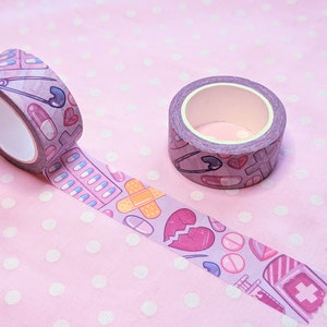 Taśma washi Menhera 20 mm, japońska taśma piśmienna, taśma dekoracyjna, taśma do planera, słodka taśma do dziennika, taśma washi kawaii