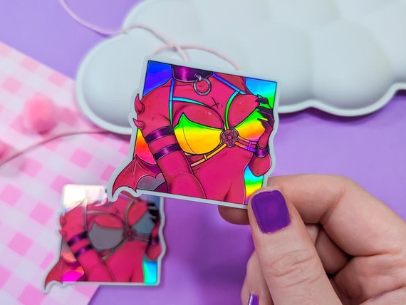 Succubus lingerie devil harness holographic Vinyl Sticker