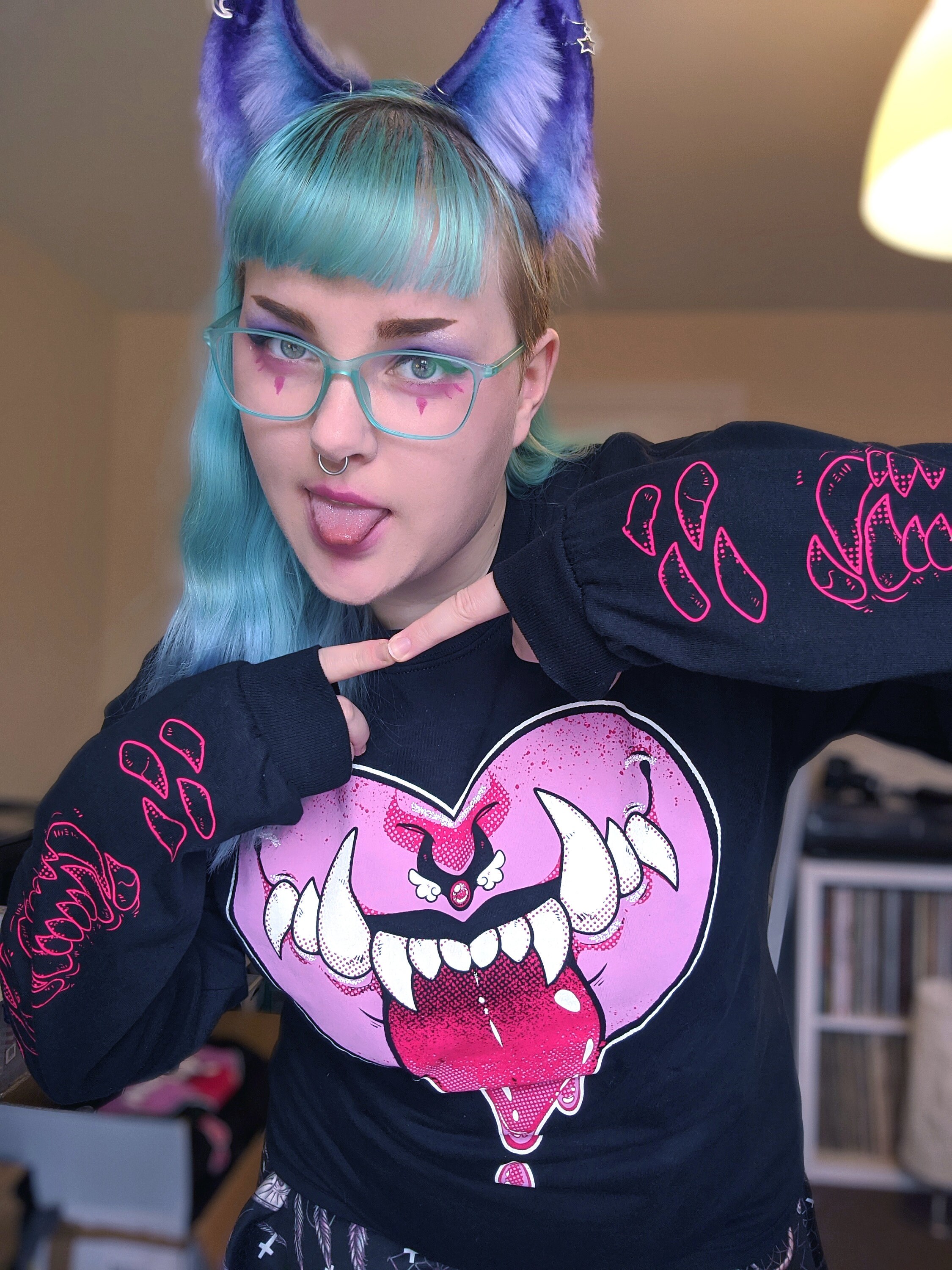Monster Chomp Black Long sleeve Unisex t-shirt ~ Kawaii Monster Girl …