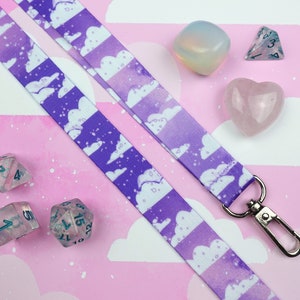 Purple Cloudy dreamy sky Lanyard, 45cm long